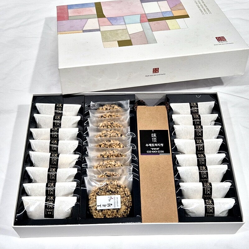 강릉몰,강릉미담 (종합선물 25-03호)(도오청도)도라지정과 도라지청 생강정과 오곡칩  맛과 멋과 품위있는 추석 설 명절선물 부모님 시댁