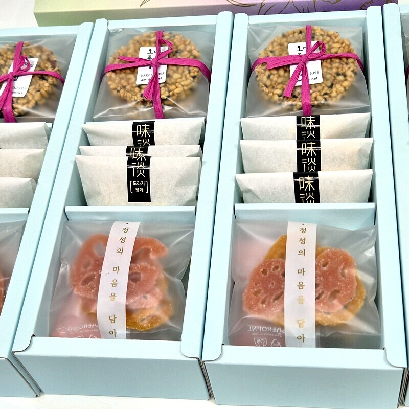 미담몰,강릉미담 오곡칩도라지정과생강정과연근정과(미오도생연26)콩고물도라지정과,생강연근,오곡칩, 맛과 멋과 품위있는 추석 설 명절선물 부모님 시댁