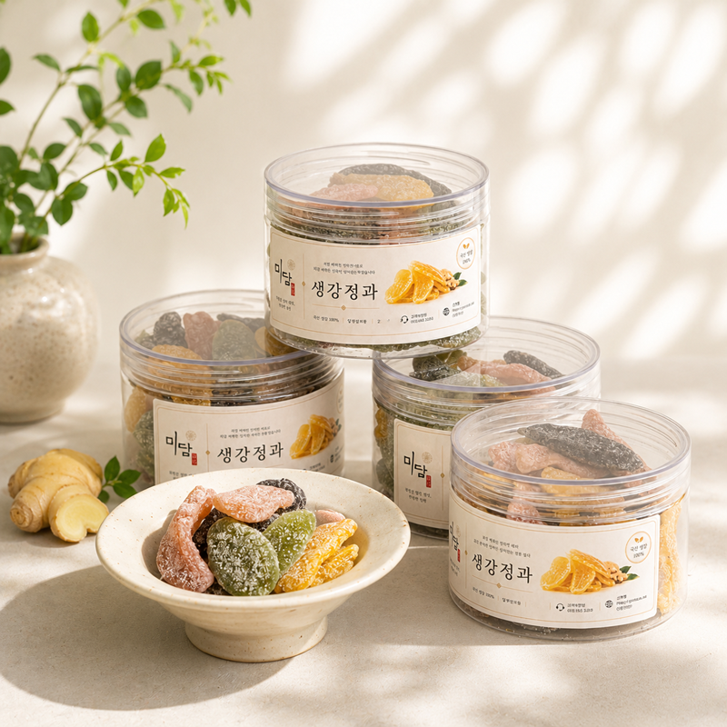 강릉몰,강릉미담 국산생강정과(생강젤리),편강 사색생강정과