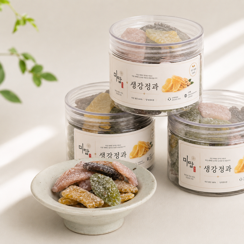 강릉몰,강릉미담 국산생강정과(생강젤리),편강 사색생강정과