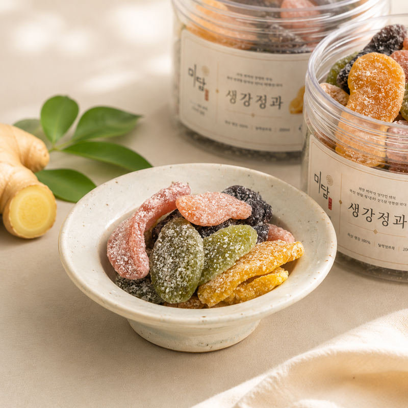 강릉몰,강릉미담 국산생강정과(생강젤리),편강 사색생강정과